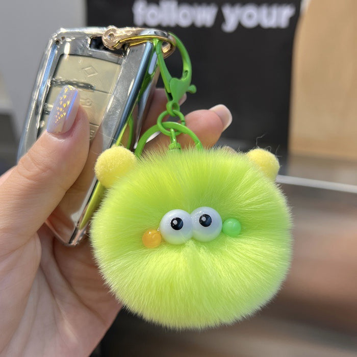 Wholesale Rex Rabbit Fur Small Charcoal Ball Furry Keychain
