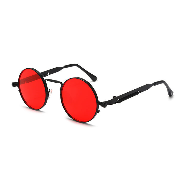 Wholesale New Fashion Round Steampunk Sunglasses Spring Legs Metal Too Glasses