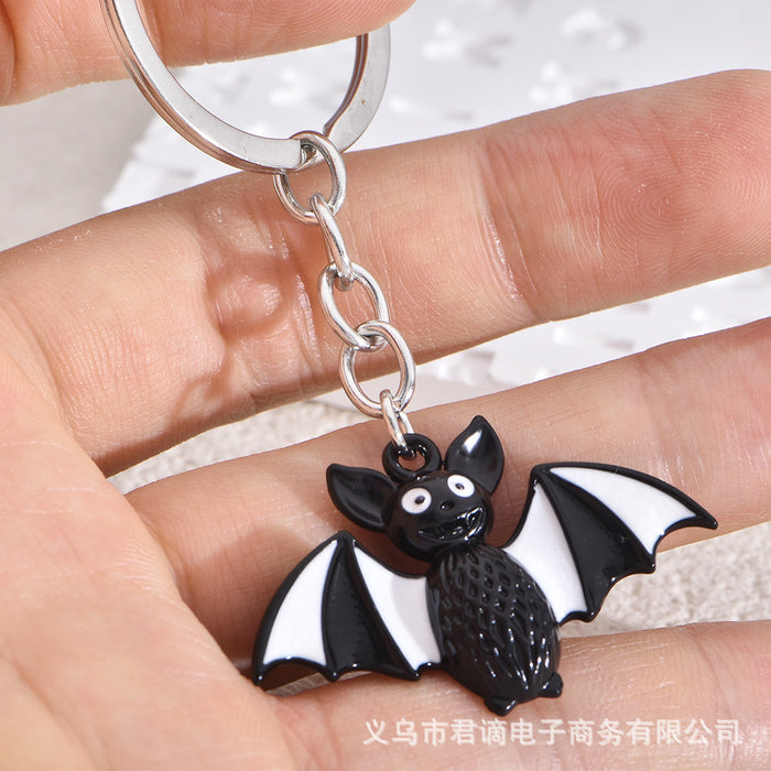 Wholesale Skull Keychain Halloween Animal Bat Cat Alloy Dripping Oil Spider