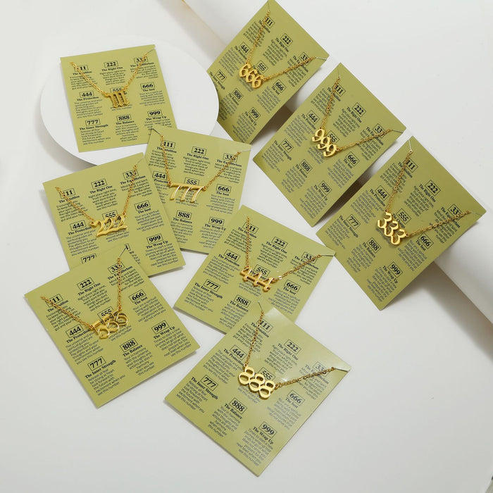 Wholesale Golden Angel Number Necklace Ancient English Meaning Number Necklace Jewelry