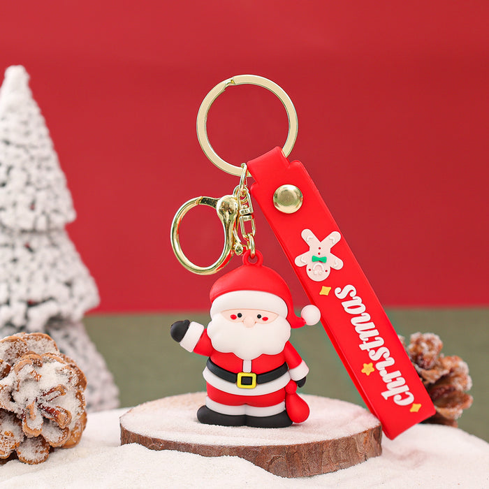 Wholesale Cute Christmas Couple PVC Keychain Epoxy Doll Charm for Backpack Car Key Decorative Accessory Gift MOQ:2