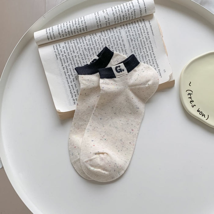 Wholesale New socks made of cotton, sweat absorbing, breathable, labeled with letter fabric, short socks with elasticity