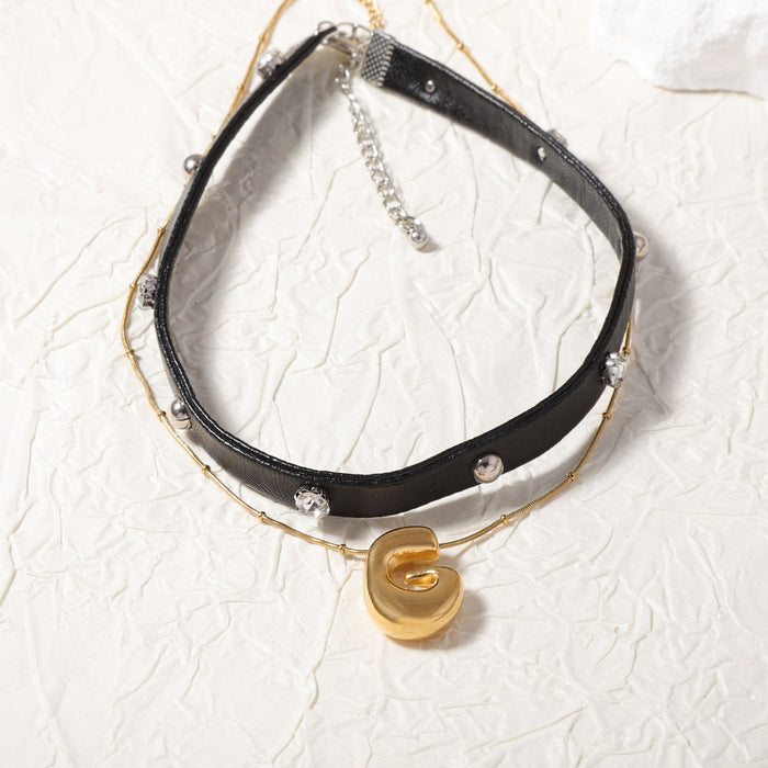 Wholesale Western Denim Style Personalized Trend Pendant Two-piece Necklace