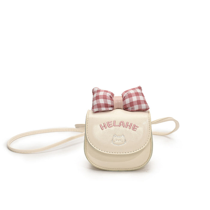 Wholesale Children's bag new cartoon cute coin purse plaid bow earphone crossbody bag