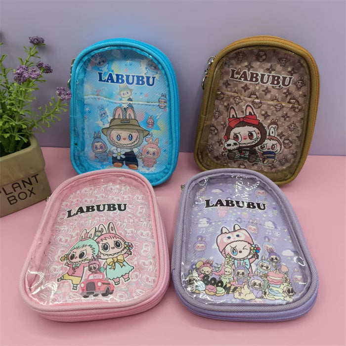 Wholesale Coin Purse Pendant Small Storage Bag Cartoon Canvas Double-Layer Transparent Cosmetic Storage Bag
