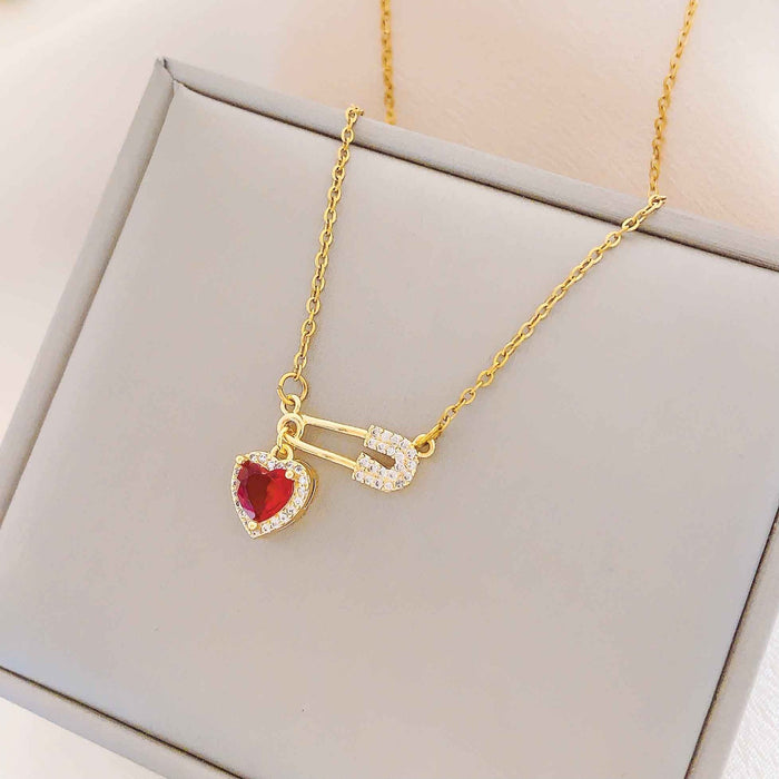 Wholesale Trendy Love Pin Necklace Titanium Steel Real Gold Plating Fashion Accessory
