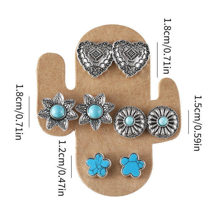 Wholesale Horseshoe Cactus Heart Shape Cowboy Boots Earring Set Western Cowboy Earring Set