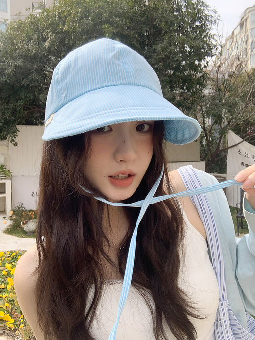 Wholesale Sunshade hat, women's fisherman hat, striped lightweight folding duck tongue hat