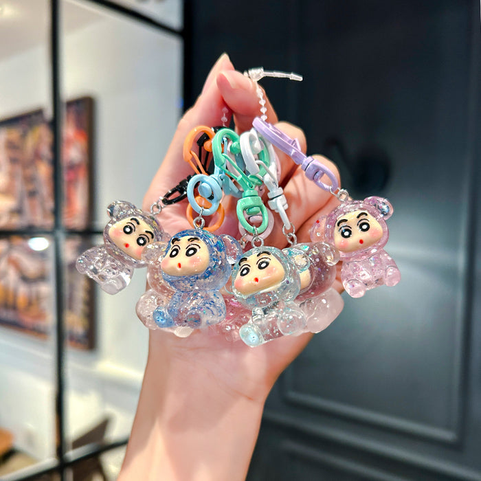 Wholesale Transparent glitter  bear doll pendant,  car bag accessory keychain chain mobile phone pendant small accessories