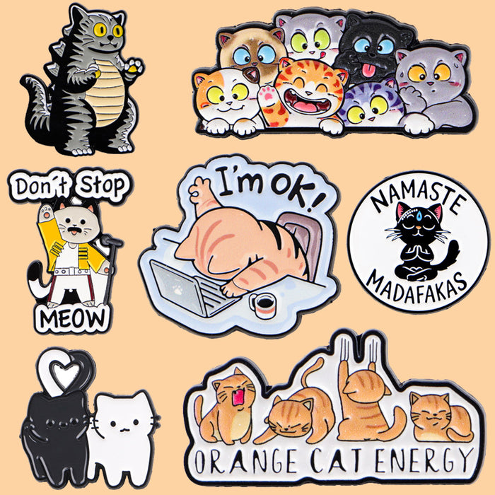 Wholesale Monster Cat English Brooch Badge Clothing Backpack Accessory