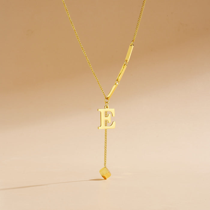 Wholesale Stainless Steel Necklace with Long  Block-Letter Tassel Pendant