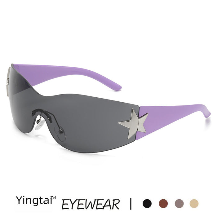 Wholesale Sunglasses integrated pilot sunshade sunglasses pentagram glasses