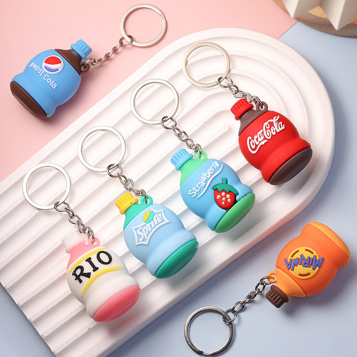 Wholesale PVC Mini Simulation Beverage Bottle Keychain JDC-KC-Wenma008