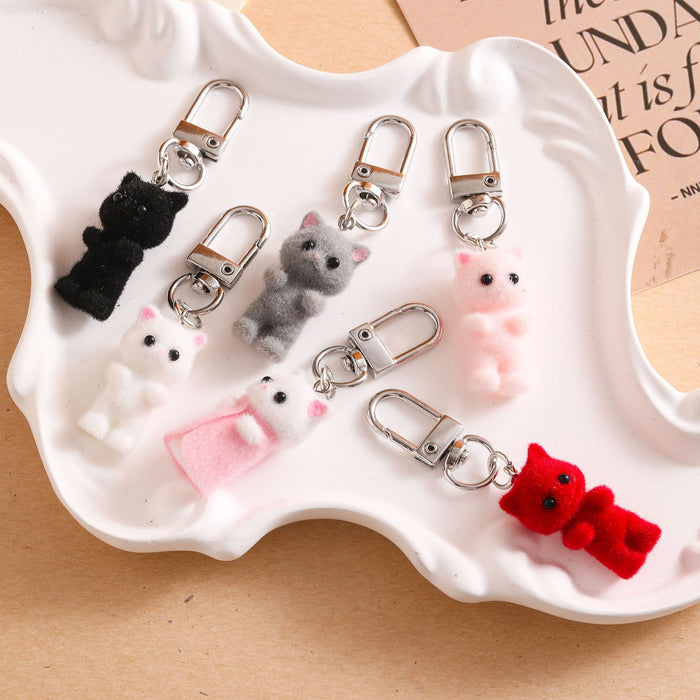 Wholesale Cute cartoon plush cat keychain pendant hanging decoration resin exquisite backpack bag car keychain