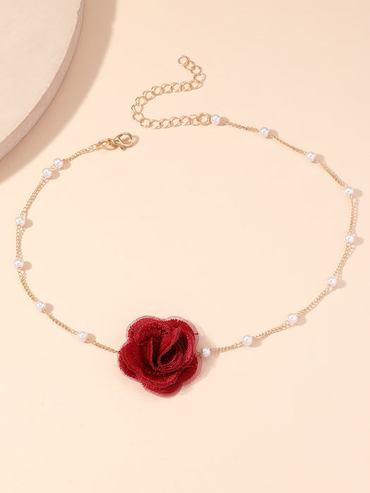 Wholesale Sweet retro flower necklace, fashionable collarbone necklace, new pearl flower necklace