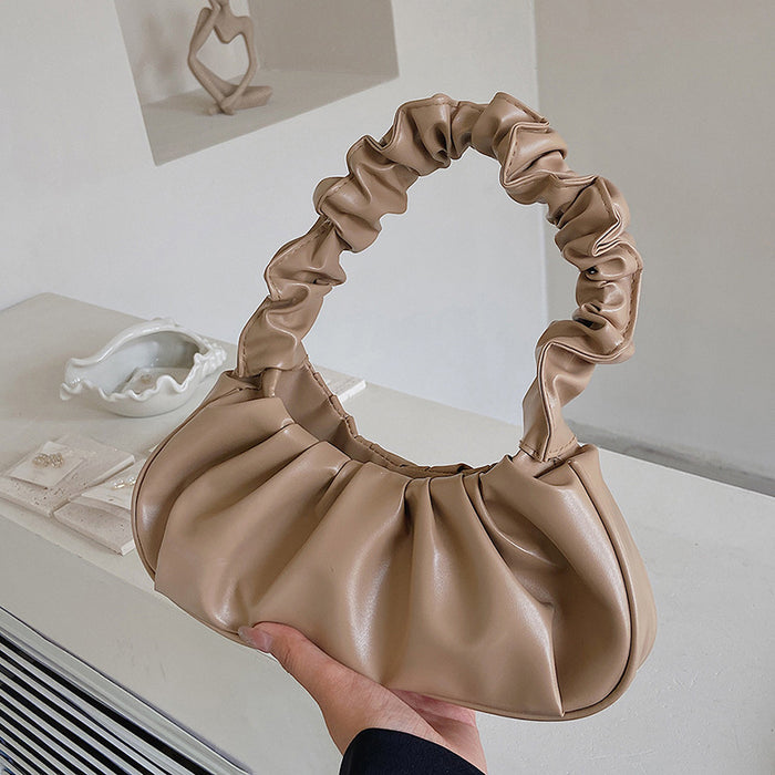 Wholesale New solid color cloud pleated bag, minimalist shoulder bag