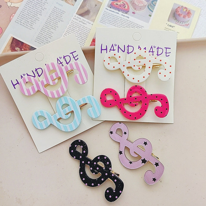 Wholesale Polka dot cartoon musical note acrylic hair clip