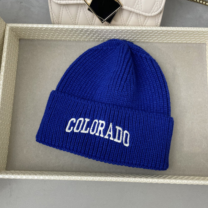 Wholesale White woolen hat, versatile letter knitted hat for students, warm and cold hat for men