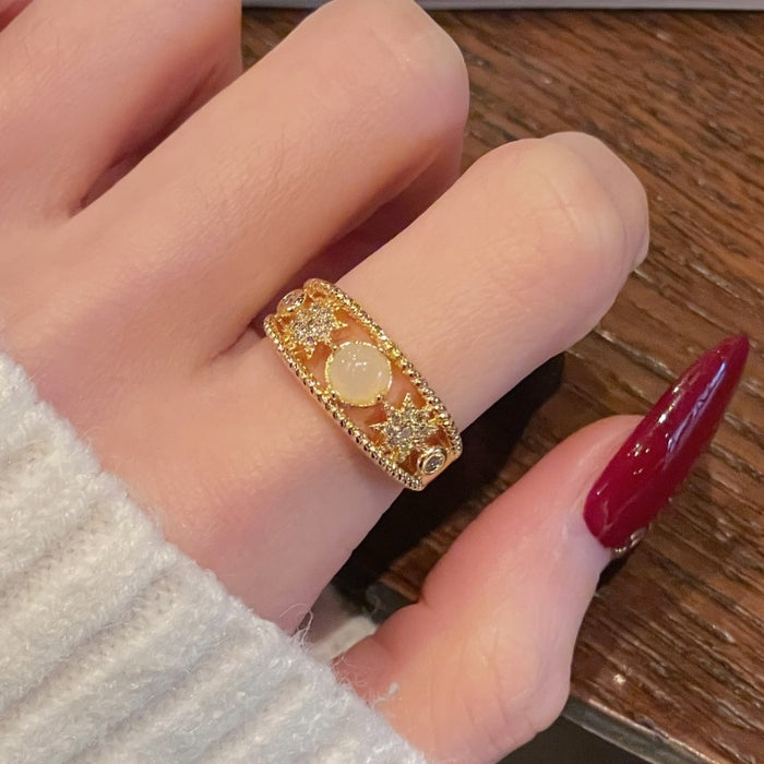 Wholesale Vintage Open End Ring with Niche Design and Full Diamond Zircon Ring