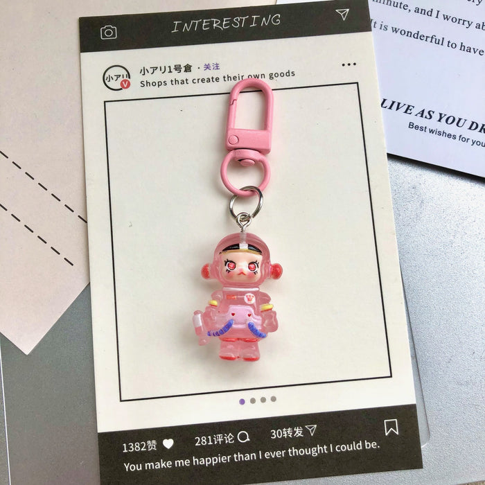 Wholesale Cute cartoon night light bubble astronaut keychain pendant accessory gift car hanging accessory