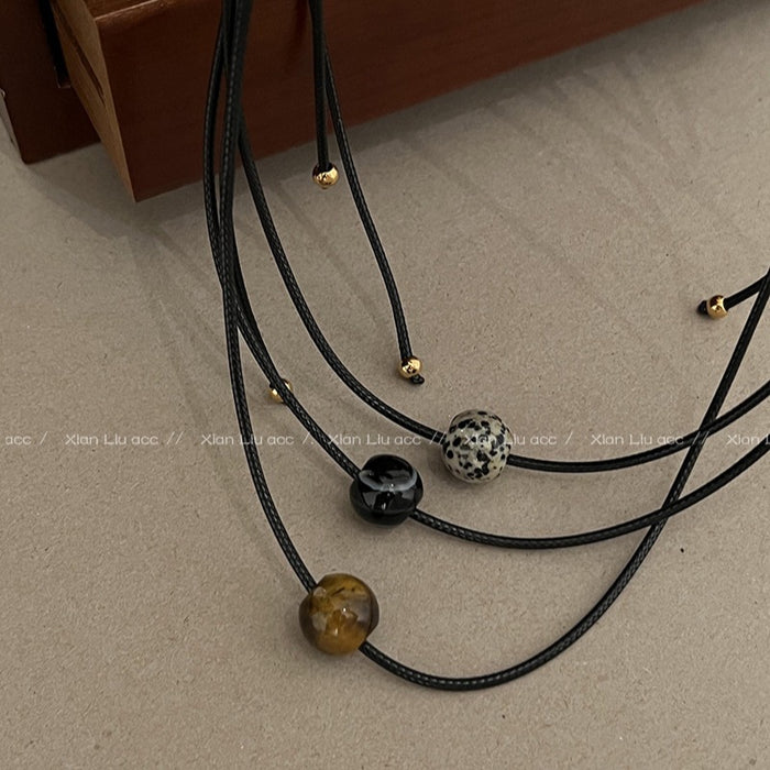 Wholesale Stone black rope  Women's Light luxury  clavicle chain accessories