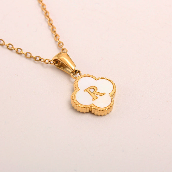 Wholesale gold-plated letter necklace women four-leaf letter pendant necklace jewelry