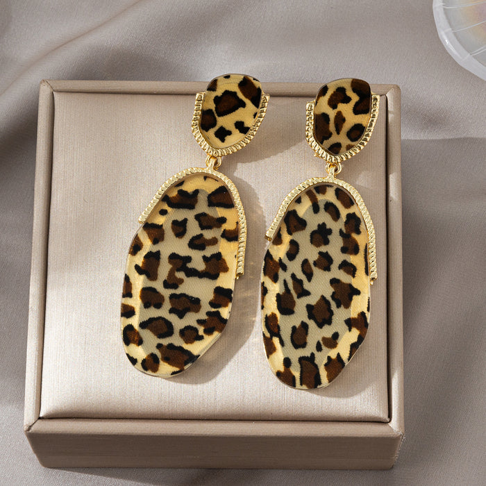 Wholesale leopard print acrylic earrings for women,  wild pattern earrings,  exaggerated earrings