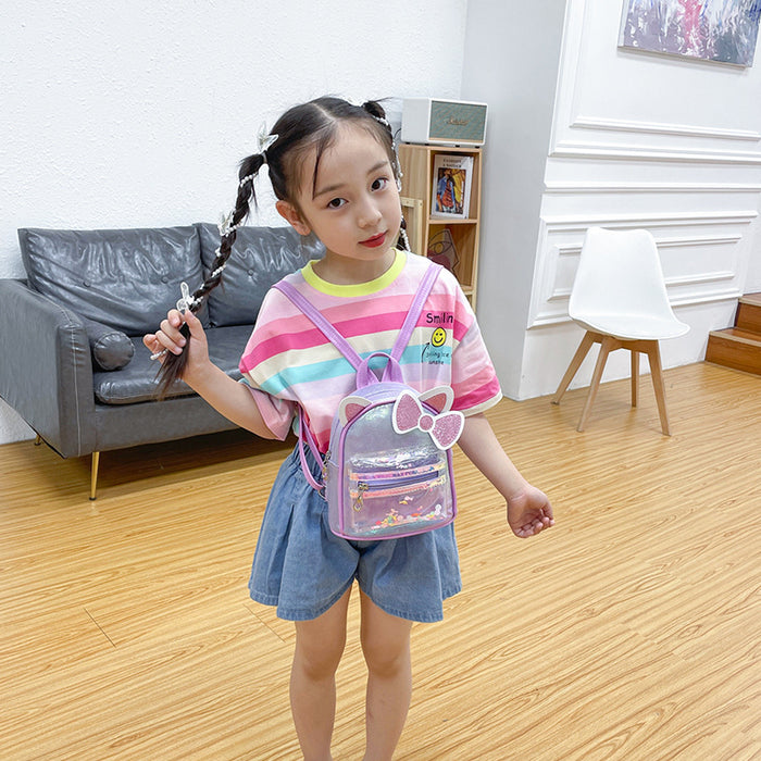 Wholesale Cat Ears Backpack  Colorful Sequins Transparent Crack Bag Children's Bag