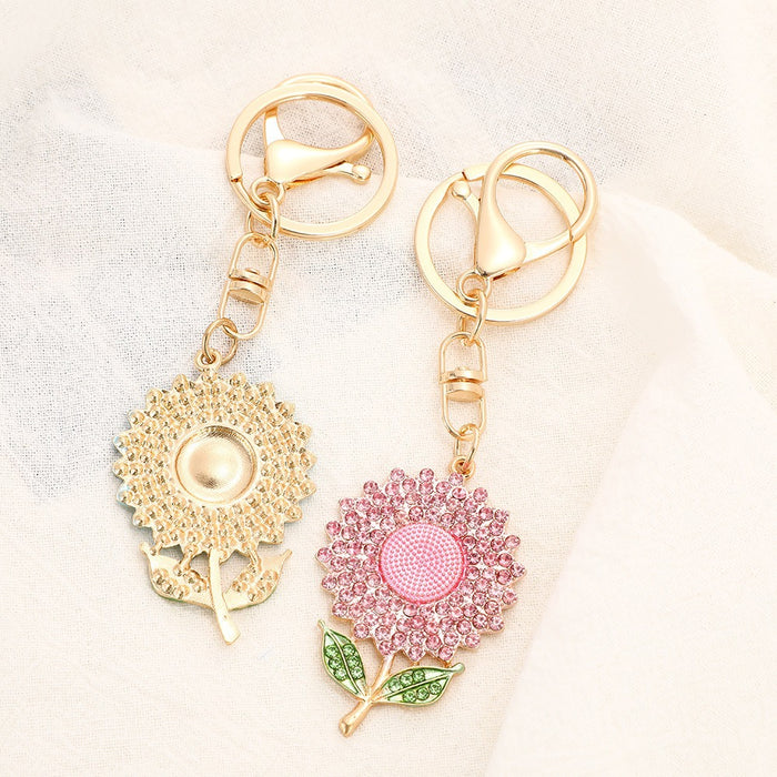 Wholesale Sunflower Rhinestone Keychain Bag Charm Accessory