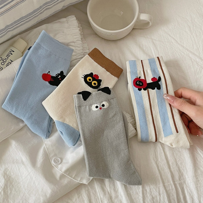Wholesale Socks with vertical stripes, mid tube socks, cute socks