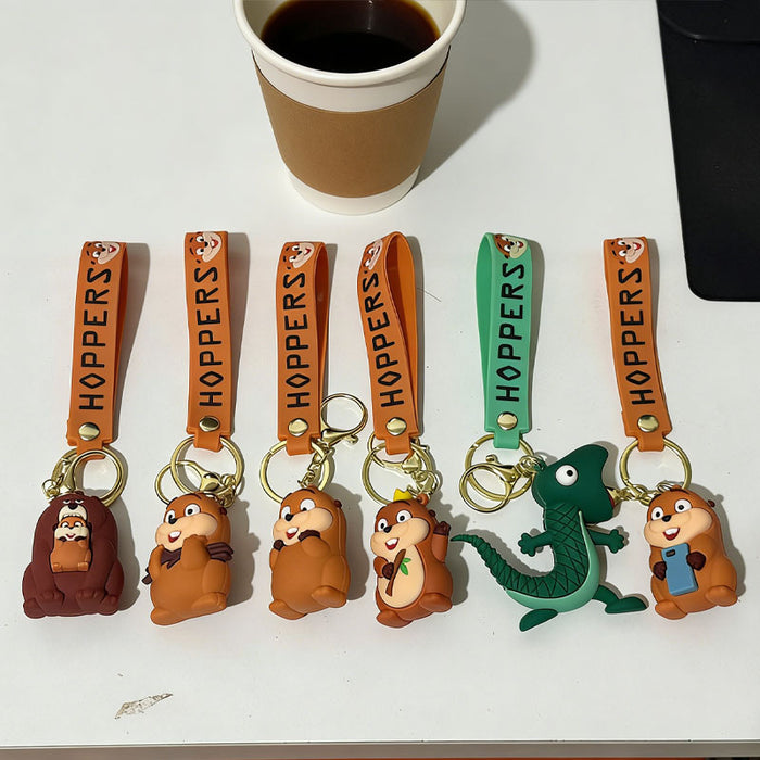 Wholesale Silicone PVC Cartoon Beaver Keychain Bag Charm Decorative Gift for Kids MOQ≥2