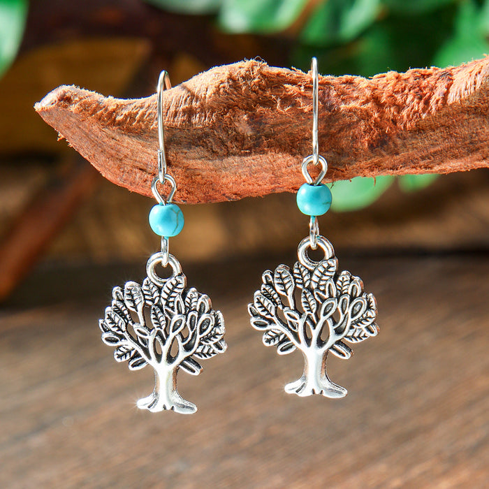 Wholesale 2pcs geometric metal turquoise bohemian earrings