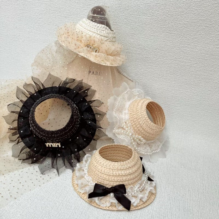 Wholesale Straw Hat Fairy Fluttering Ears Doll Hat Empty Top Hat