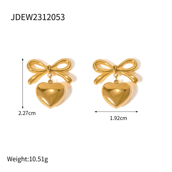 Wholesale 18K Gold Stainless Steel Heart Pendant Earrings JDC-ES-JD343