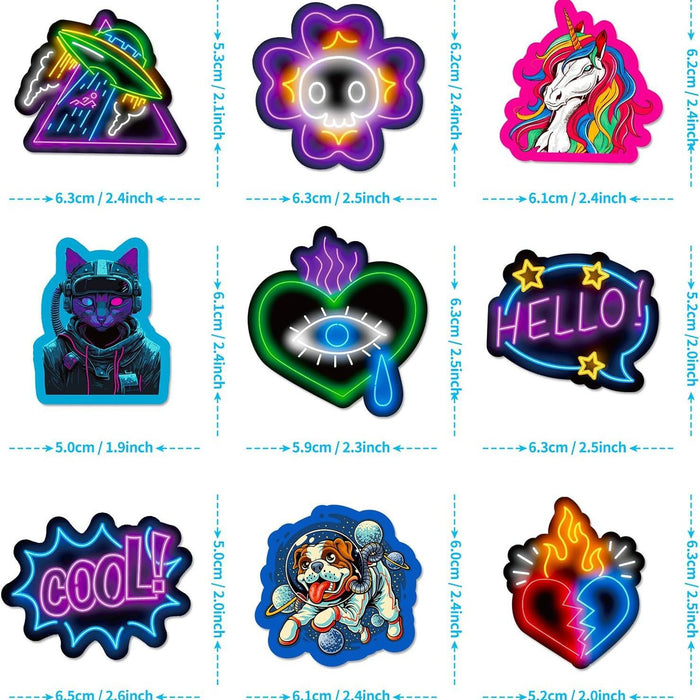 Wholesale 100pcs Neon cool self-adhesive waterproof stickers decorative skateboard notebook luggage stickers