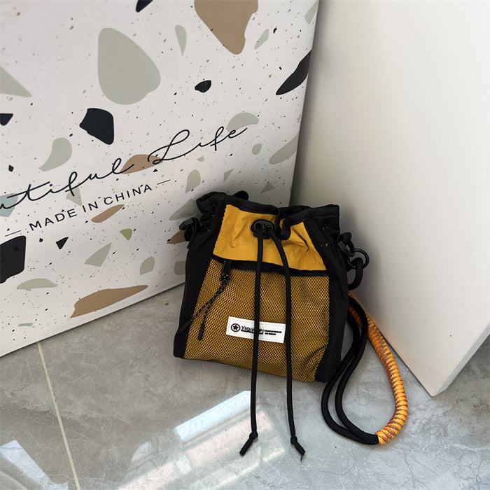 Wholesale Children's bag, outdoor sports crossbody bag, letter drawstring bucket bag, lightweight shoulder bag