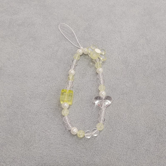 Wholesale Flower Square Love Acrylic Beaded Short Phone Lanyard Creative Decoration