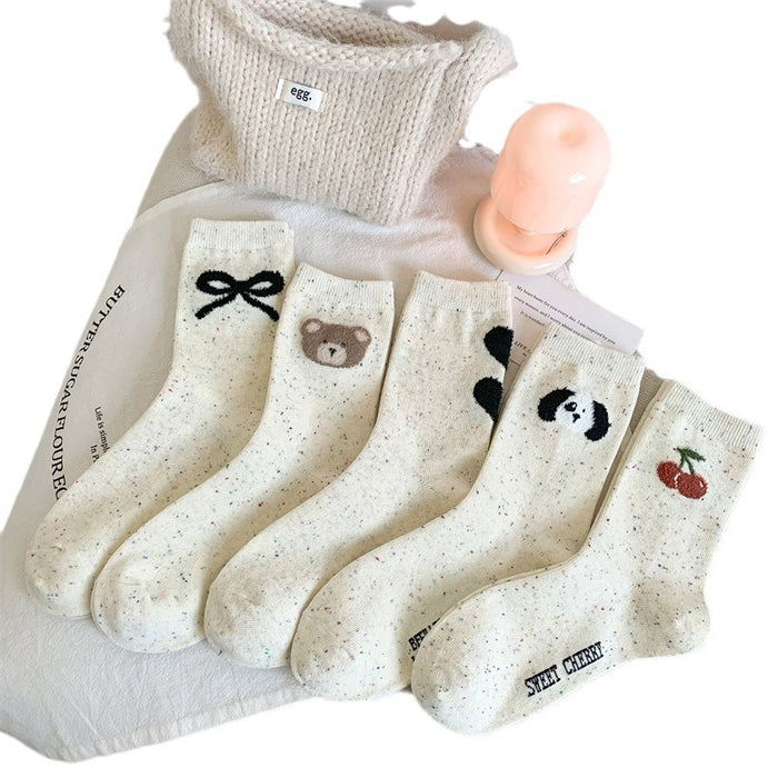 Wholesale Cute Socks Children's Bow Point Yarn Cotton Mid-length Socks Cartoon Bear Point Socks