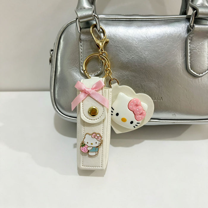 Wholesale Cartoon Lipstick Holder Keychain Bag Charm Cosmetic Mirror Decorative Accessory