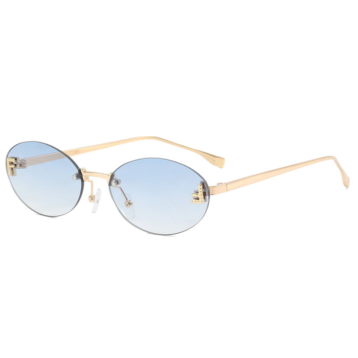 Wholesale Frameless sunglasses, round retro small frame sunglasses, fashionable metal