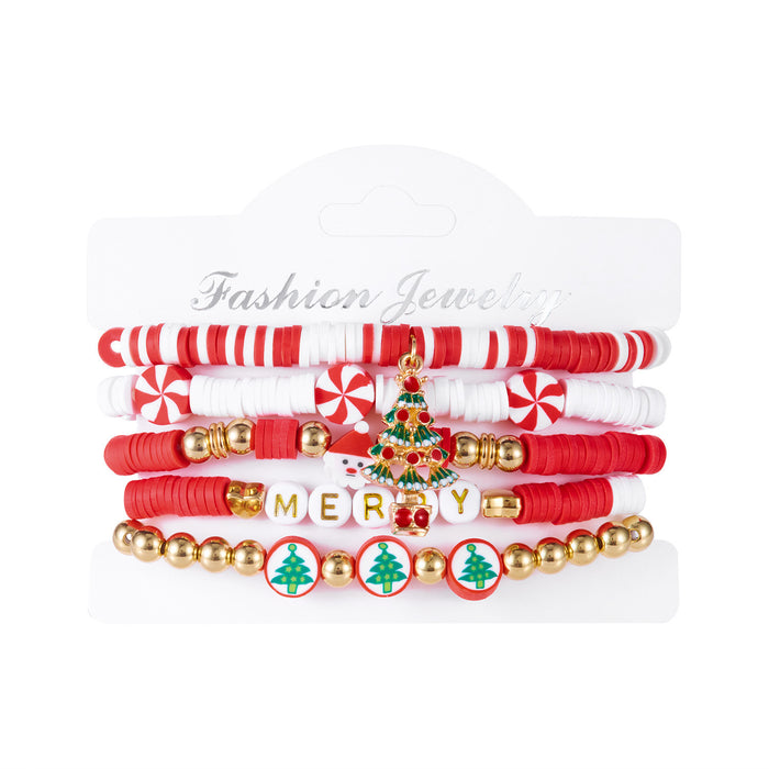 Wholesale Christmas Soft Clay Paper Card Bracelet  Letter Beaded Elastic Beaded Combination Set Bracelet