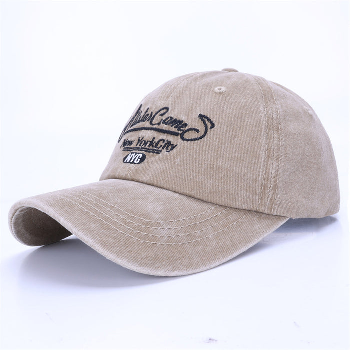 Wholesale Washed cotton baseball cap, retro casual sports duckbill cap, embroidered letter men's and women's hats