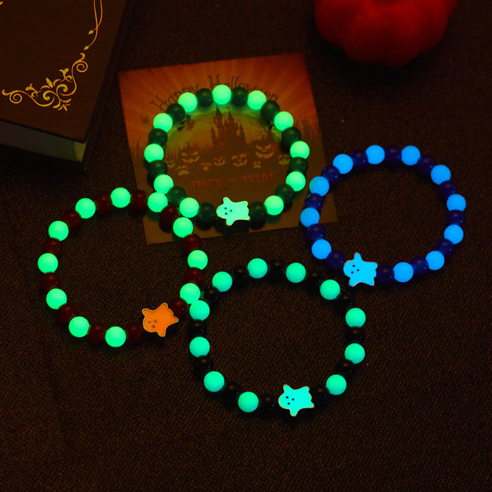 Wholesale  luminous beaded bracelet cute funny ghost pumpkin pendant bracelet