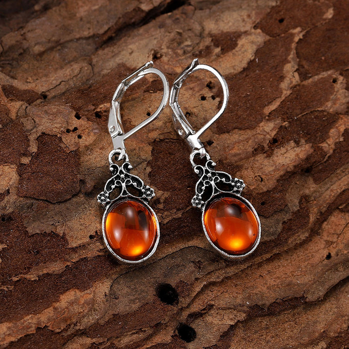 Wholesale Orange crystal gemstone pendant earrings for women,  exquisite and elegant,  versatile holiday style earrings