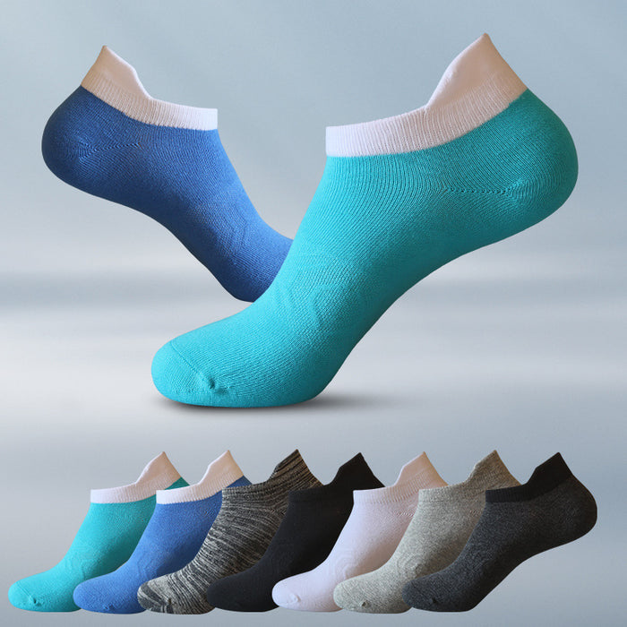 Wholesale Men's boneless anti friction sports socks, shallow mouth boat socks, sweat absorbing elastic short tube socks, cotton