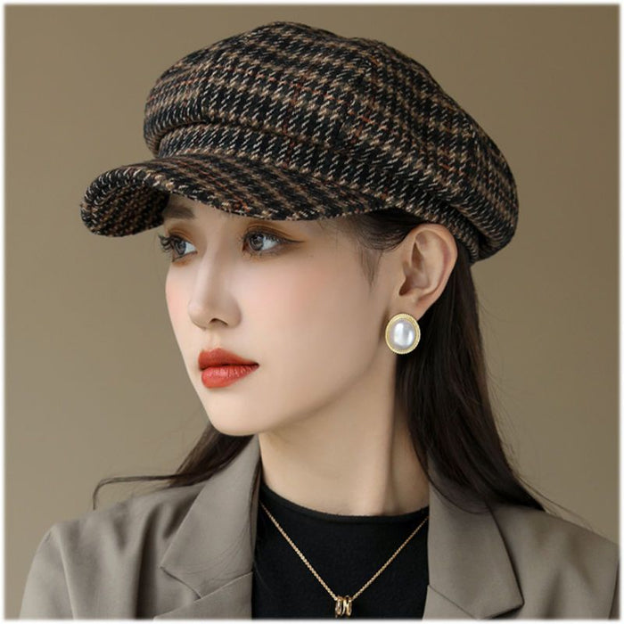 Wholesale Fashion hat women's all-match winter octagonal hat women's round face autumn and winter warm hat