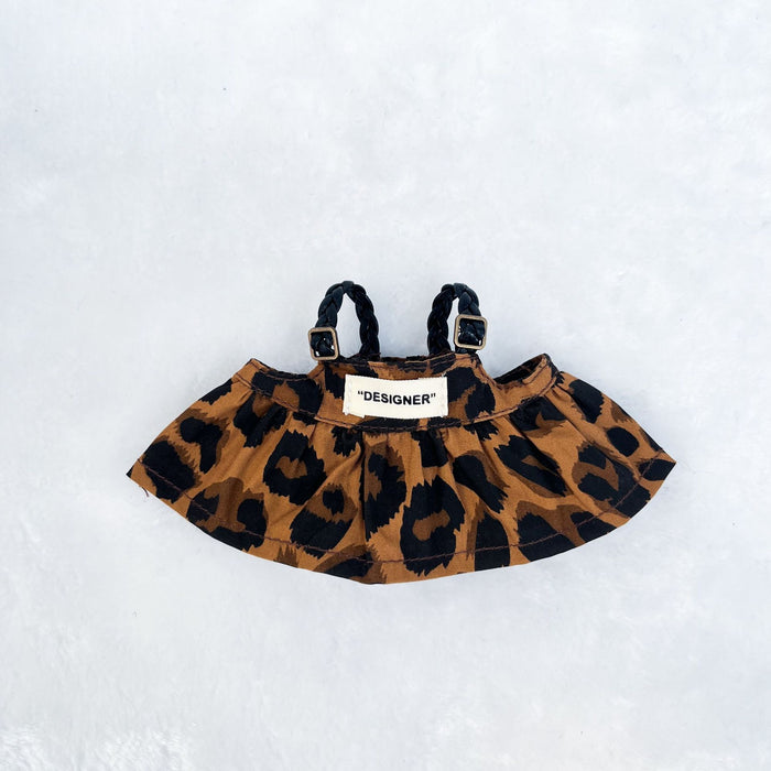 Wholesale Cute leopard print dress with small skull and bow headband