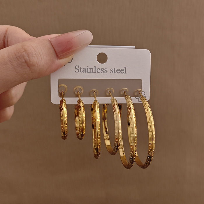 Wholesale Love pentagram earrings, exaggerated large earrings, high-end stainless steel earrings, gold-plated round earrings