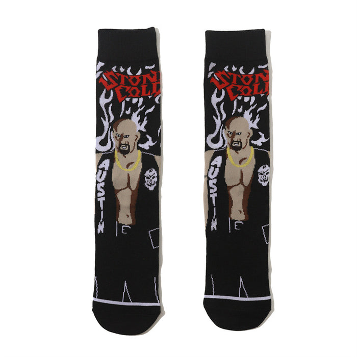 Wholesale Cartoon Men' s Sports Socks Cotton Mid-Calf Sports Socks