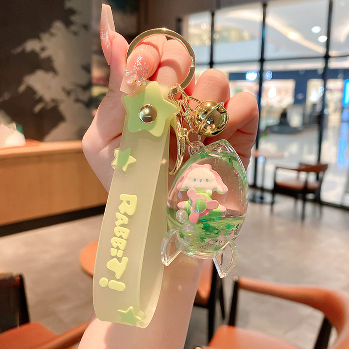 Wholesale Cute Donut Design Crystal Sand Floating Keychain Acrylic Fashion Accessory for Bags